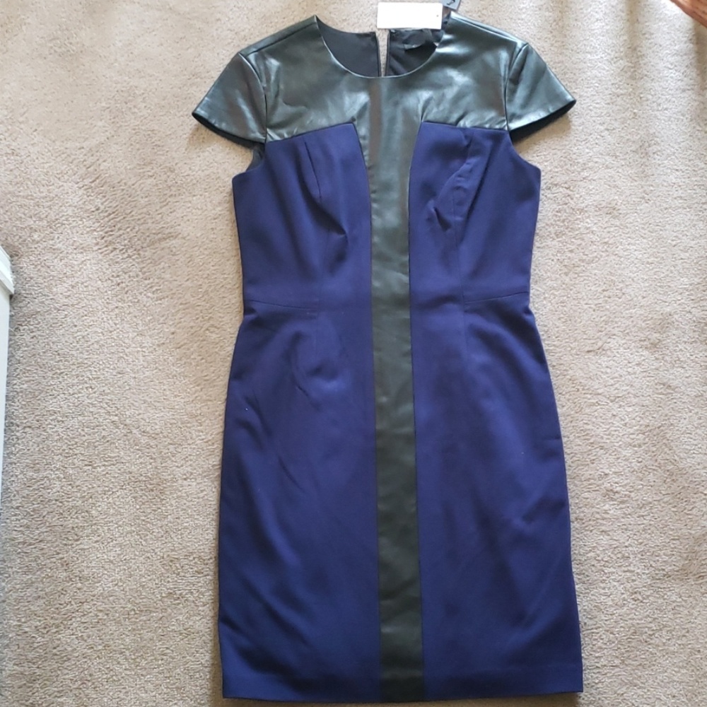 Cynthia Steffe NWT leather trim Sheath Dress